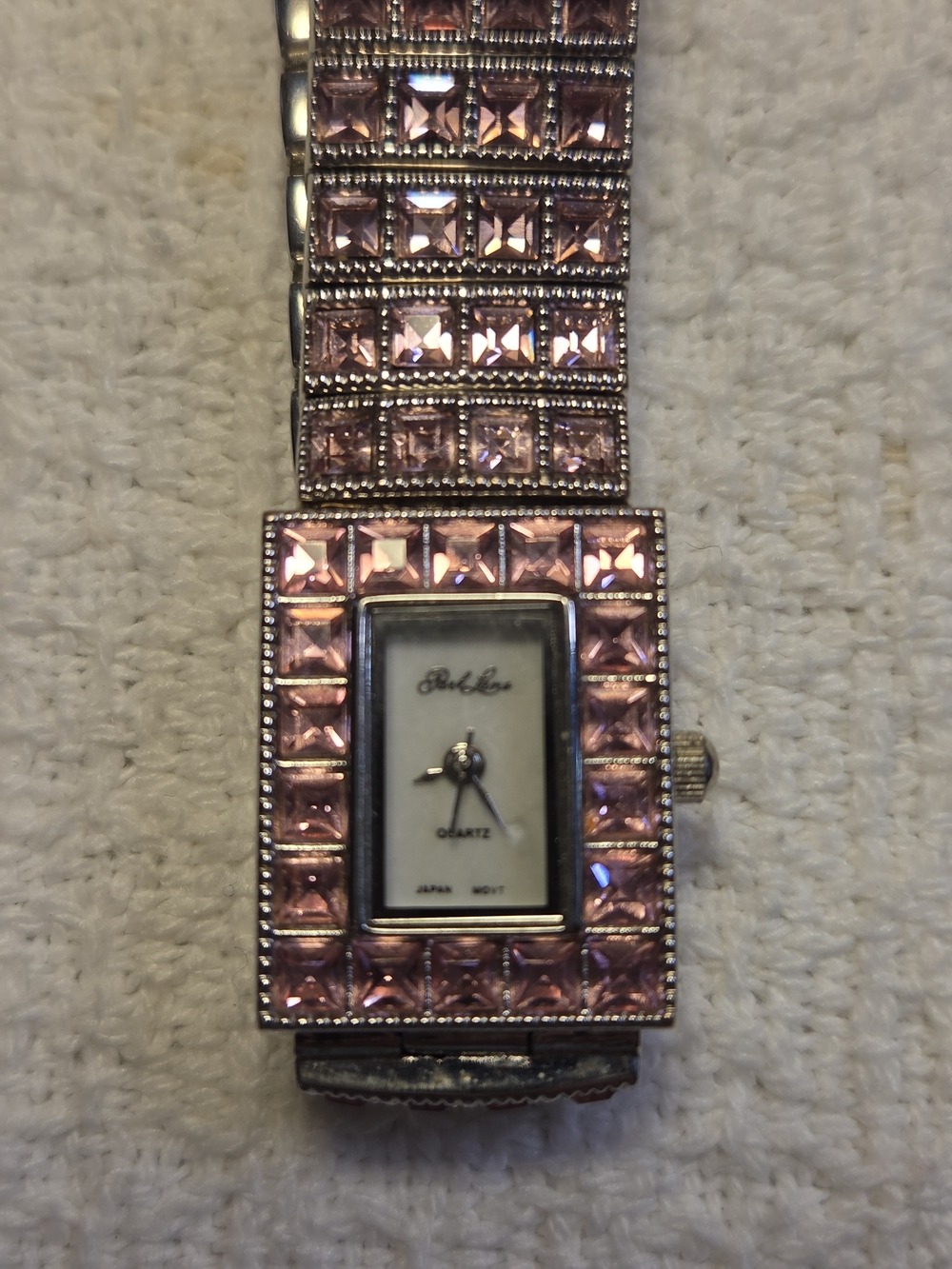 Park Lane Silver-Tone Bracelet Watch with Pink Crystal Accents